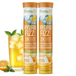 vitaminnica because your health matters Vitaminnica Hydro Fizz Effervescent Tablets | Sugar-Free & Refreshing- 20 Effervescent Tablets– Advanced Hydration Drink & Electrolyte Booster | Orange Flavour- Pack of 2 image 1