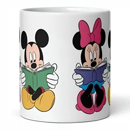 Mr UVD White & Pink Cartoon Characters Printed Ceramic Glossy Mugs 350 ml-picture-29