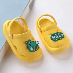 Babyoye Clogs with Dino Applique and Back Strap Closure - Yellow-picture-11