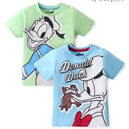 Babyoye Disney Cotton Knit Half Sleeves T-Shirt with Chip & Dale  Donald Duck Graphics Pack of 2  - Multicolour-picture-20