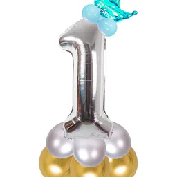 Decor Mantra Number 1 foil balloon 32 inch for birthday decoration items - Silver - Pack of 13-image-31