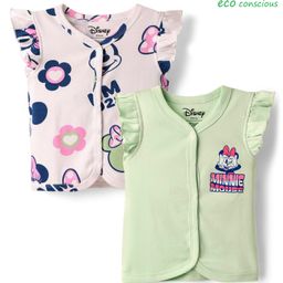 Babyoye Disney Interlock Knit Frill Sleeves Jhablas With Minnie Mouse Family Graphics Pack Of 2 - Pink & Light Green-picture-10