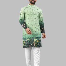 LADY BERRY Men Floral Printed Sequinned Shadow Work Kurta-picture-30