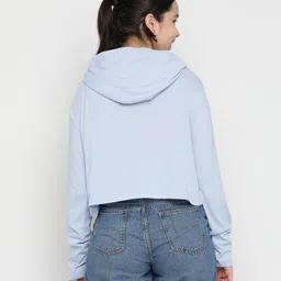 Lil Tomatoes Full Sleeves North Island Printed Hooded Crop Top - Blue image 3