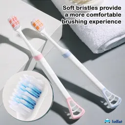 FunBlast Soft Bristles Tooth Brush with Tongue CleanerPack of 5 Multicolor image 2