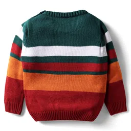Babyhug Knit Full Sleeves Color Block Pullover Sweater - Multicolor image 2