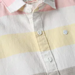 JASH KIDS Cotton Woven Half Sleeves Striped Shirt - Pink image 3
