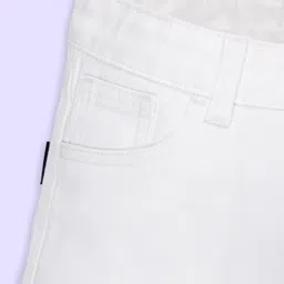 Kiddopanti Denim Solid Roll Up Shorts - White image 4