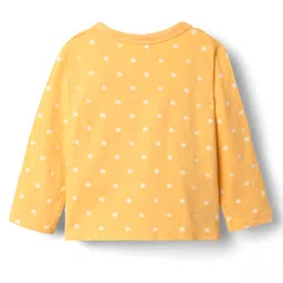Babyhug Single Jersey Knit Full Sleeves Front Open Top & Lounge Pant Co-Ord Set With Polka Dot Print - Yellow image 3