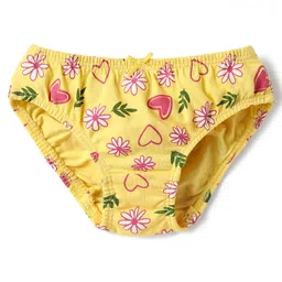 Babyoye Cotton Elastane Knit Panties With Floral Print Pack Of 3 - Pink Purple & Yellow image 4