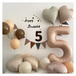 decor mantra Decormantra 5 Five 32 Inch Number Foil Balloon For 5th Birthday Decoration Kit Items -Pack of 14-BEIGE image 4
