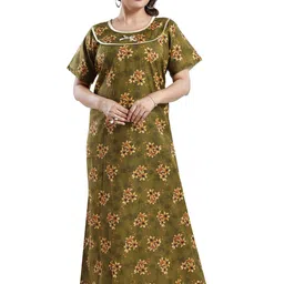 CINCO Women Round Neck Maxi Nightdress-image-89