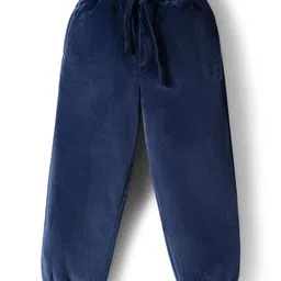 Honeyhap Premium Velour Knit Bio Finish Full Sleeves Solid Color Hooded Jacket & Joggers Set - Navy Blue image 5