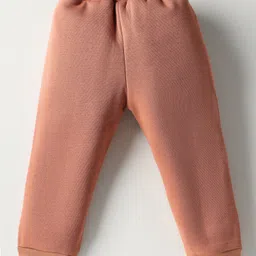 ToffyHouse Fleece Knit Full Sleeves Winter Wear Striped Sweatshirt & Lounge Pant Set with Giraffe Patch Detailing - Brown image 5