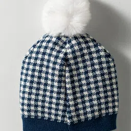 Yellow Apple Knit Full Sleeves Sweater Set With Cap & Text Print - Navy Blue image 5