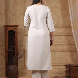 PIROH Womens Cotton Flex Embroidered Straight Kurta Palazzo Set image 3