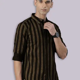 Joven Vertical Striped Spread Collar Pure Cotton Casual Shirt image 1