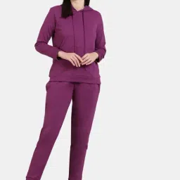 Zivame Purple Regular Fit Sweatshirt Pyjamas Set-image-40