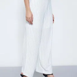 Annabelle By Pantaloons White Straight Fit Striped Trousers image 3