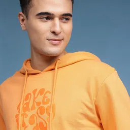 HERE&NOW Typography Printed Pure Cotton Hooded Sweatshirt image 5