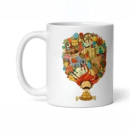 Mr UVD White & Orange Graphic Printed Ceramic Glossy Mug 350 ml image 2