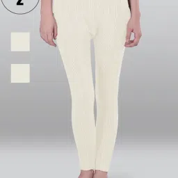 LUX Inferno Off-White Striped Thermal Leggings - Pack Of 2-picture-19