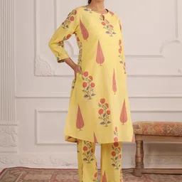 CRAFIQA Floral Printed Round neck Pure Cotton Tunic With Trousers image 5