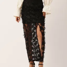 bebe Embroidered & Sequined Semi-Sheer A-line Skirt-picture-29