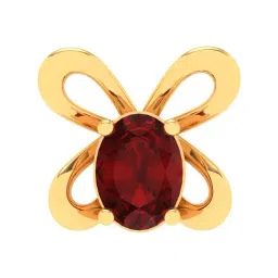P.C. Chandra Jewellers 18k Gold Butterfly Shaped Red Stone Nosepin-image-47