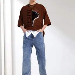 AUSK Graphic Printed Round Neck Drop-Shoulder Sleeves Pure Cotton Oversized T-shirt image 5