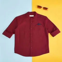 Pantaloons Junior Kids Maroon Cotton Regular Fit Full Sleeves Shirt-picture-28