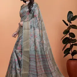 Demure Clothing Co Floral Silk Blend Saree image 2