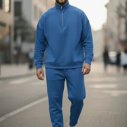 MACK JONNEY Mock Collar Long Sleeves Half Zipper Sweatshirt With Trackpant-picture-14