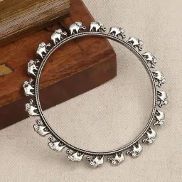 Fida Ethinic Siiver Plated Oxidised Elephant Bangle for Women-image-71
