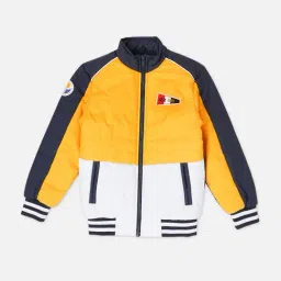 Pepe Jeans Kids Gold & White Color Block Jacket-image-3