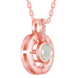 GIVA 925 Sterling Silver Rose Gold-Plated Stone Studded Sparkling Circle Pendant & Chain image 4