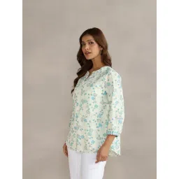 Fabindia White Cotton Printed Tunic image 4