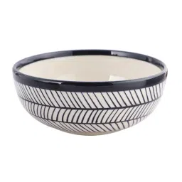 Aapno Rajasthan Black & White Ceramic Serving Bowl - Set of 2 image 4