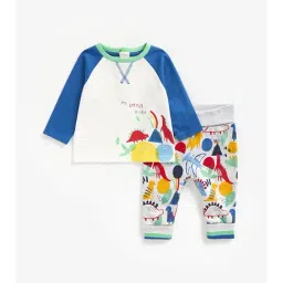 Mothercare Kids White & Grey Printed Full Sleeves T-Shirt with Joggers-picture-15