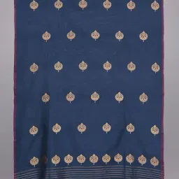 Jaypore Blue Self Design Embroidered Hand Woven Dupatta image 5