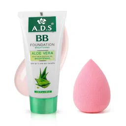 A.D.S Aloe Vera Professional BB Foundation & Sponge Beauty Blender Puff, 60gm Shade-03 image 1