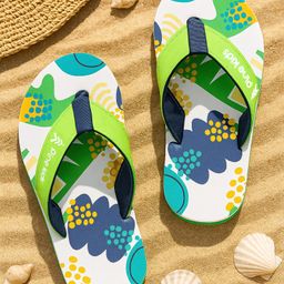 Pine Kids Slip On Flip Flops with Abstract Print - Yellow & Green-picture-47