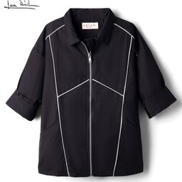 arias by lara dutta Arias 100% Cotton Woven Full Sleeves Front Open Oversized Shirt with Piping Detailing - Black-picture-49