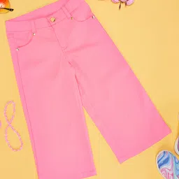 Pantaloons Junior Woven Solid Trouser - Pink-picture-10