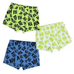Plan B Cotton Knit Pack Of 3 Haha Text Printed Boxers - Multi Colour-picture-22
