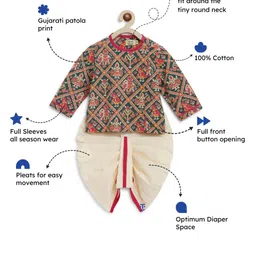 Tiber Taber Full Sleeves Patola Printed Kurta Dhoti Set - Green image 3