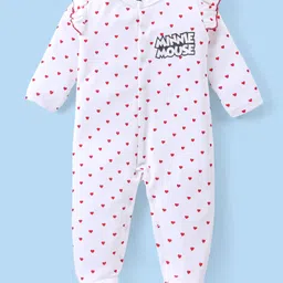 Babyhug Disney Interlock Full Sleeves Frill Detailed Sleep Suits With Minnie Mouse Graphics Pack Of 2 - Red & White image 2