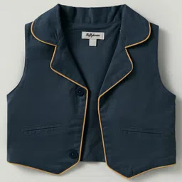 ToffyHouse Cotton Knit Half Sleeves Printed 3 Piece Party Suit With Bow - White & Golden image 2