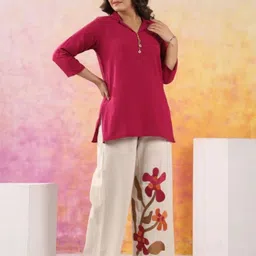 TASLIM Women Shirt Collar Straight Above Knee Three-Quarter Sleeves Kurta-picture-19