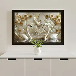 Aura Gold-Toned & Beige 1 Piece Synthetic Wood Abstract Wall Paintings image 5